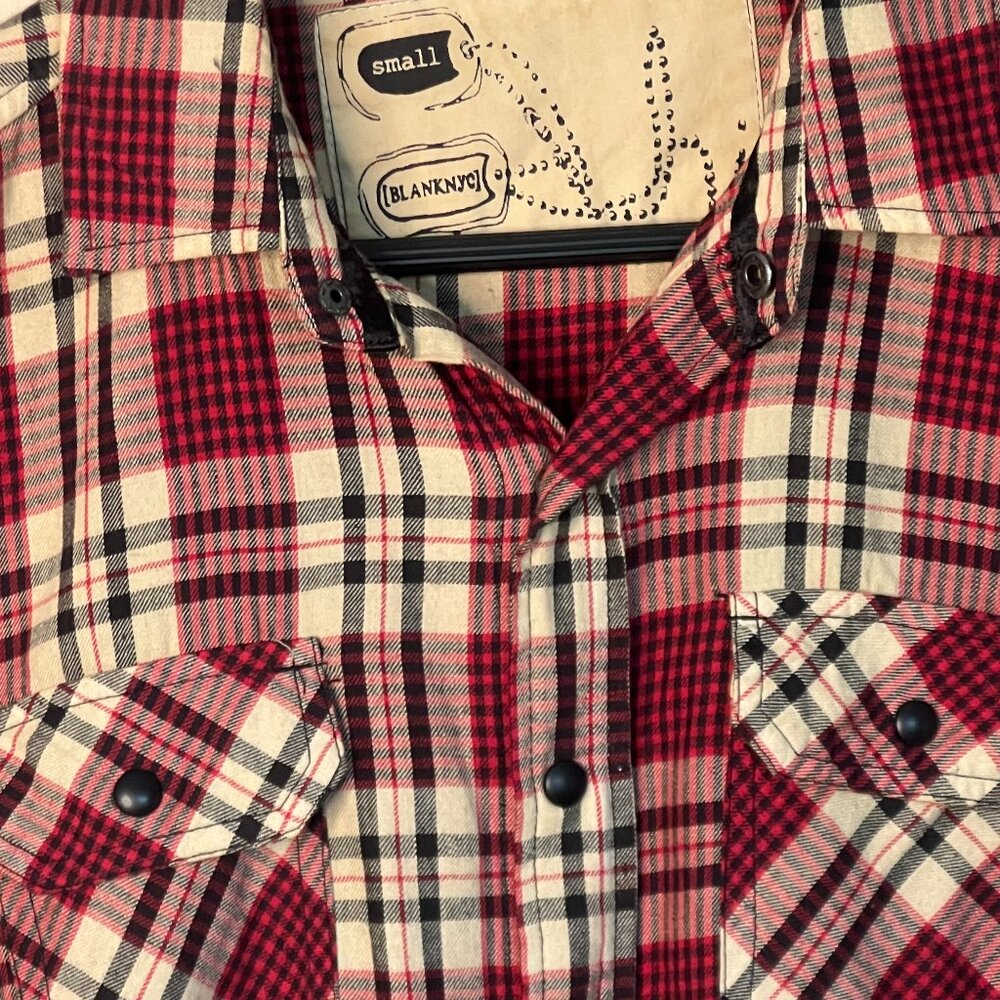 Blank Nyc Plaid Button Down With Sequin Back, Red… - image 7